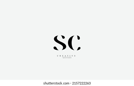 Letras alfabéticas Iniciales Monograma SC CS S C