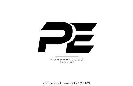 Alphabet letters Initials Monogram logo PE, PE INITIAL, PE letter