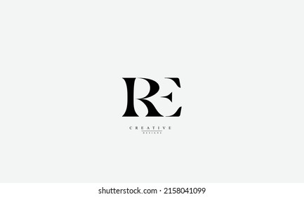 Letras alfabéticas Iniciales Monograma RE ER R E