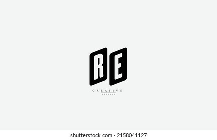 Letras alfabéticas Iniciales Monograma RE ER R E