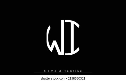 Letras alfabéticas Iniciales Logo Monograma WI , IW