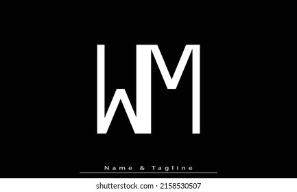Letras alfabéticas Iniciales Monograma WM , MW