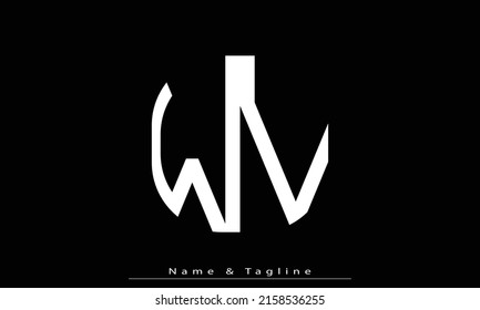 Letras alfabéticas Iniciales Monograma WV , VW