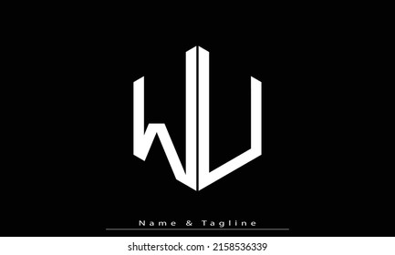 Letras alfabéticas Iniciales Logo Monograma WU , UW