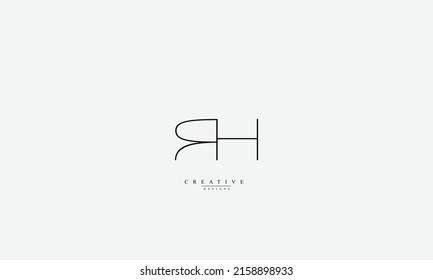 Letras alfabéticas Iniciales Logo monograma RH HR R H