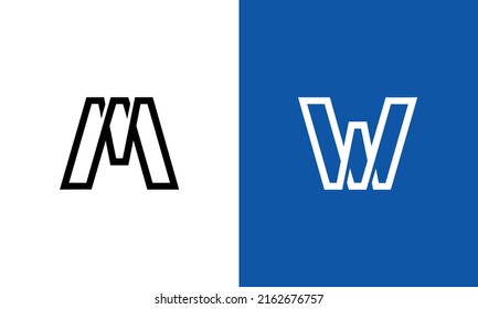 Letras alfabéticas Iniciales Monograma M, W