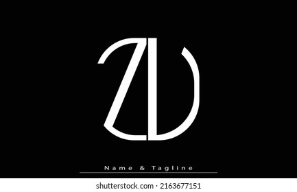 Alphabet letters Initial Monogram Logo ZU , UZ