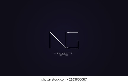 Letras alfabéticas Iniciales Monograma NG GN N G 