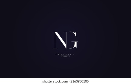 Letras alfabéticas Iniciales Monograma NG GN N G 