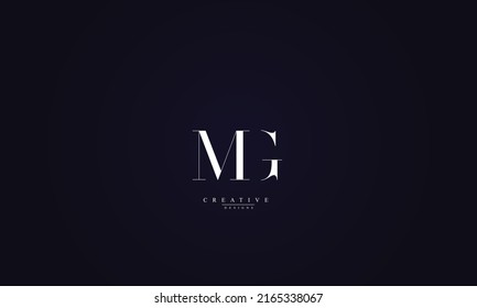 Letras alfabéticas Iniciales Monograma MG GM M G 
