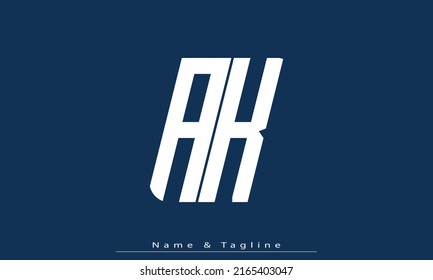 Letras alfabéticas Iniciales Logotipo Monograma AK, KA
