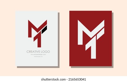 Letras alfabéticas Iniciales Logotipo Monograma MT, TM, M y T