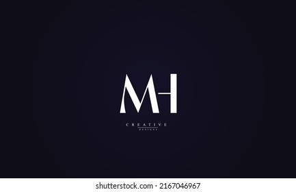 Letras alfabéticas Iniciales Monograma MH HM M H 