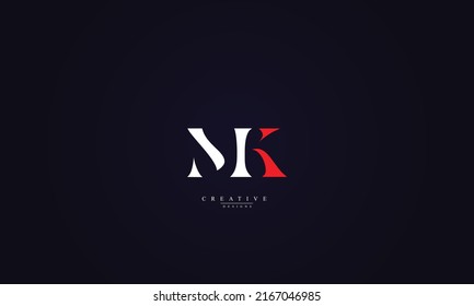 Letras alfabéticas Iniciales Monograma MK KM M K