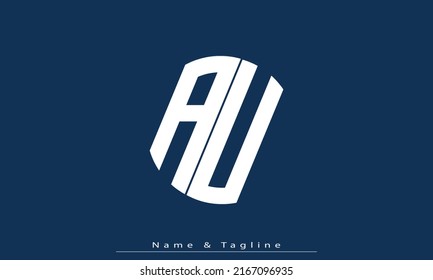 Alphabet letters Initial Monogram Logo AU, UA