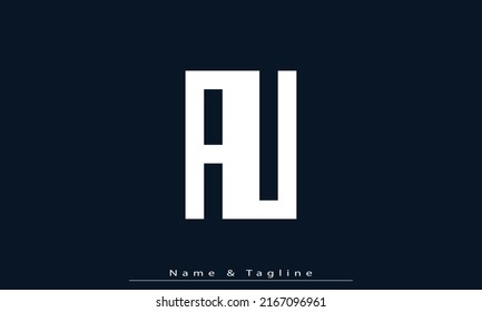 Letras alfabéticas Iniciales Monograma AU, UA