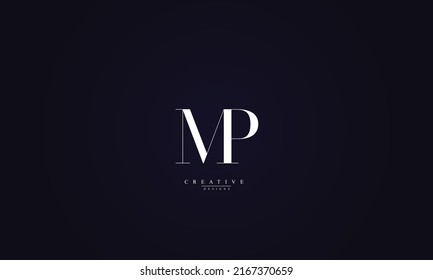 Letras alfabéticas Iniciales Monograma MP PM P