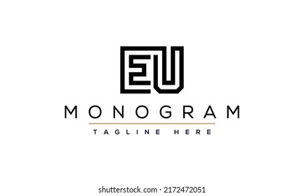 Alphabet letters Initial Monogram Logo EU, UE, E und U
