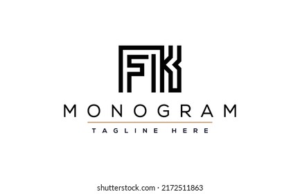 Alphabet letters Initials Monogram logo FK, FK INITIAL, FK letter