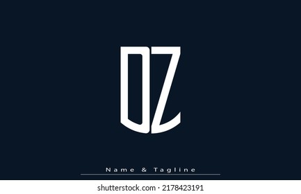 Letras alfabéticas Iniciales Monograma DZ , ZD