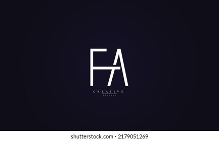 Letras alfabéticas Iniciales Monograma FA AF F A 