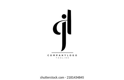 Letras alfabéticas Iniciales Logo DJ, DJ INITIAL, DJ