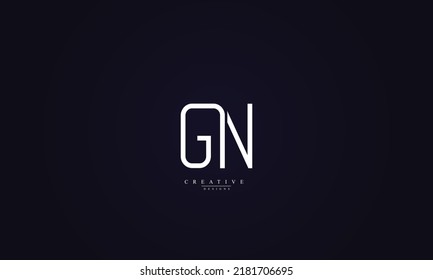  Letras alfabéticas Iniciales Monograma GN NG G N 
