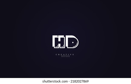  Letras alfabéticas Iniciales Monograma HD DH H D 