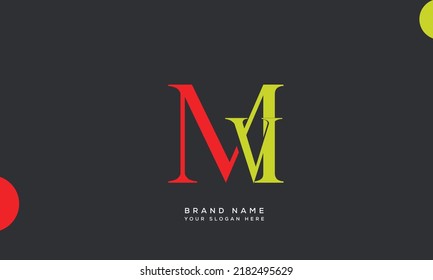 Letras alfabéticas Iniciales logotipo de monograma MV, VM, M y V