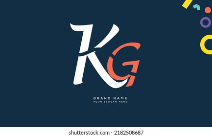 Letras alfabéticas Iniciales logotipo en monograma KG, GK, K y G