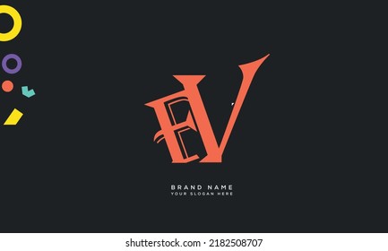 Letras alfabéticas Iniciales logotipo de monograma EV, VE, E y V