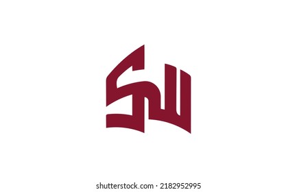 Letras alfabéticas Iniciales logotipo de monograma SW, WS, S y W
