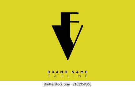 Letras alfabéticas Iniciales logotipo de monograma FV, VF, F y V