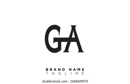 Letras alfabéticas Iniciales monograma GA, AG, G y A