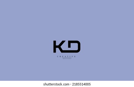 Letras alfabéticas Iniciales Monograma KD DK K D 