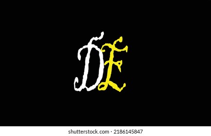 Letras alfabéticas Iniciales Monograma D E 'D'E'E Y D.