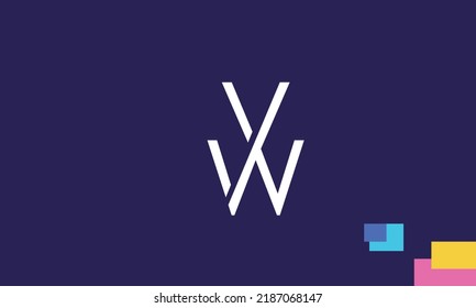 Letras alfabéticas Iniciales Logotipo Monograma WV, VW, W y V