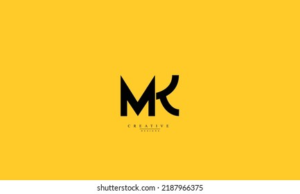  Letras alfabéticas Iniciales Monograma MK KM M K