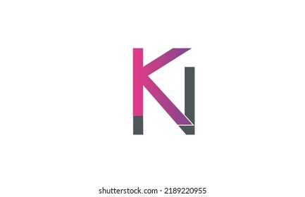 Letras alfabéticas Iniciales Logotipo Monograma KN, NK, K y N