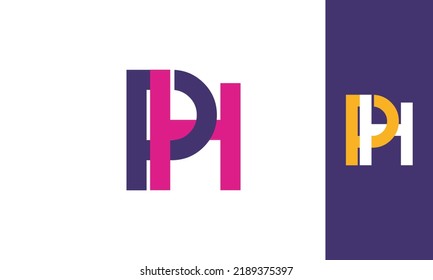 Letras alfabéticas Iniciales Logotipo Monograma PH, HP, P y H