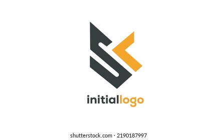 Letras alfabéticas Iniciales Logotipo Monograma SK, KS, S y K