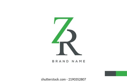 Alphabet letters Initials Monogram logo ZR, RZ, Z and R