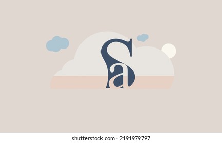 Alphabet letters Initial Monogram Logo SA, AS, S und A