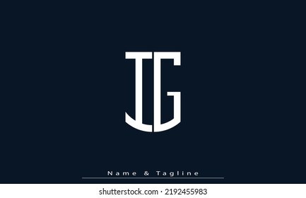 Letras alfabéticas Iniciales Monograma IG , GI