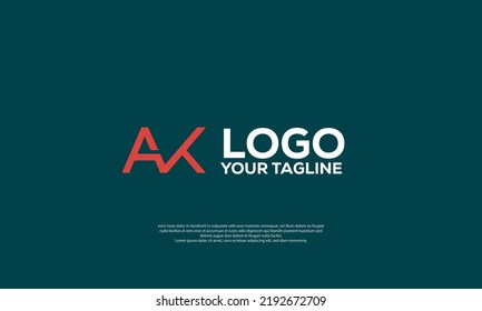 Letras alfabéticas Iniciales Logotipo Monograma AK, KA, A y K