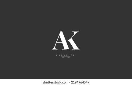 Letras alfabéticas Iniciales Monograma AK KA A K