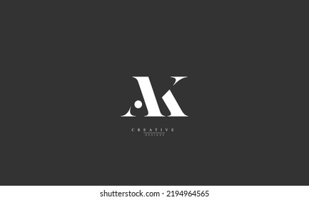 Letras alfabéticas Iniciales Monograma AK KA A K