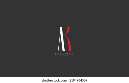 Letras alfabéticas Iniciales Monograma AK KA A K