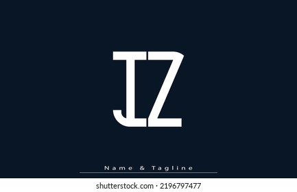 Letras alfabéticas Iniciales Monograma IZ , ZI