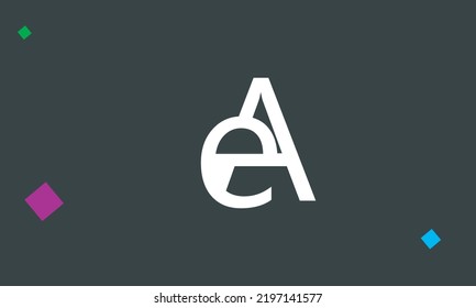 Letras alfabéticas Iniciales logotipo de monograma EA, AE, E y A